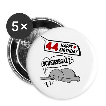 Geburtstag 44 Jahre Birthday Elefant Scheissegal - Buttons groß 56 mm (5er Pack) - Weiß - Vorne