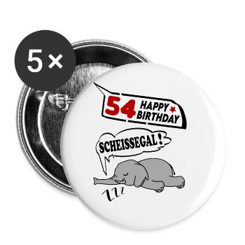 Geburtstag 54 Jahre Birthday Elefant Scheissegal - Buttons groß 56 mm (5er Pack) - Weiß - Vorne