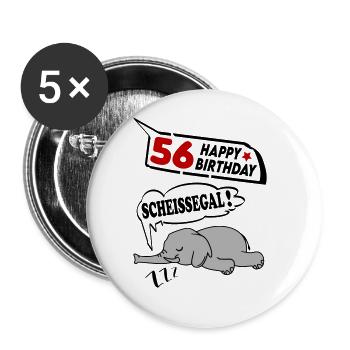 Geburtstag 56 Jahre Birthday Elefant Scheissegal - Buttons groß 56 mm (5er Pack) - Weiß - Vorne
