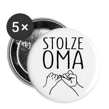 Stolze Oma Kleiner Fingerschwur Großmutter - Buttons groß 56 mm (5er Pack) - Weiß - Vorne