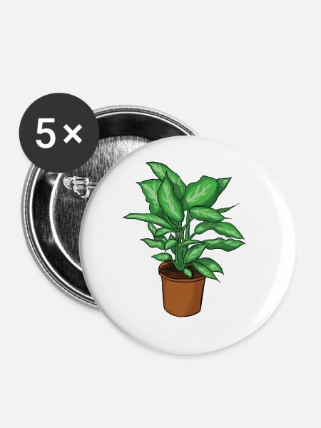 Topfpflanze - Buttons groß 56 mm (5er Pack) - Weiß