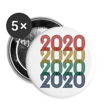 Cool Retro 2020, 3 ans, 3ème anniversaire Enfants - Lot de 5 grands badges (56 mm) - blanc - Devant