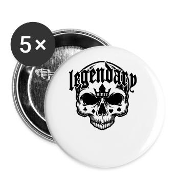 Legendary since 1996 - Skull | Colors can be changed - Buttons large 2.2''/56 mm (5-pack) - white - Front