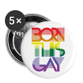 Born this gay - Pride rainbow LGBTQ Design - Lot de 5 grands badges (56 mm) - blanc - Devant