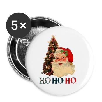 Vintage Weihnachtsmann Weihnachten - Buttons groß 56 mm (5er Pack) - Weiß - Vorne