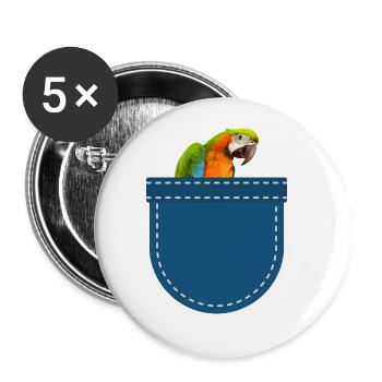 Exotic Animal Bird Gift Chest Bag Parrot - Buttons large 2.2''/56 mm (5-pack) - white - Front