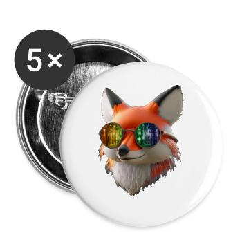 Fox head with sunglasses - Buttons large 2.2''/56 mm (5-pack) - white - Front
