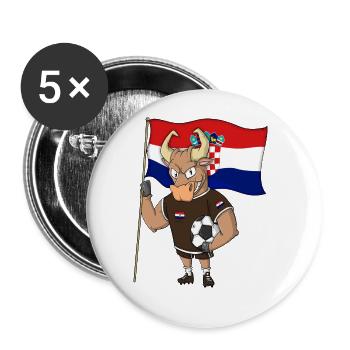 Stier Fan Kroatien - Buttons groß 56 mm (5er Pack) - Weiß - Vorne