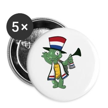 Dutch Fan Turtle - Buttons large 2.2''/56 mm (5-pack) - white - Front