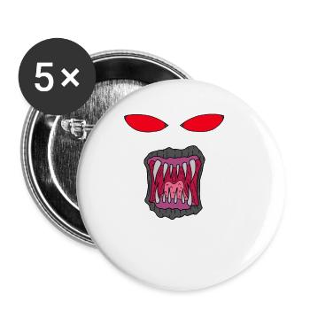Monster Gesicht #2 - Buttons groß 56 mm (5er Pack) - Weiß - Vorne