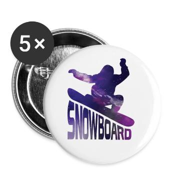 Snowboard, Snowboarder - Buttons groß 56 mm (5er Pack) - Weiß - Vorne