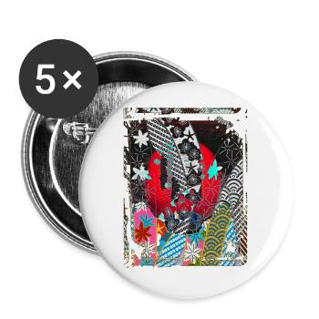 Rote japanische Laternen Nacht Straßenlaternen Lampen - Buttons groß 56 mm (5er Pack) - Weiß - Vorne