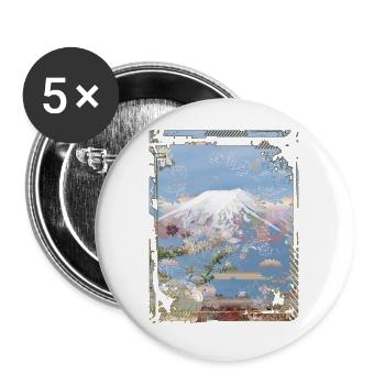 Japan Mount Fuji Cherry Blossom Sakura Collage - Buttons large 2.2''/56 mm (5-pack) - white - Front