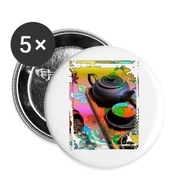 Japan Tea Ceremony Collage Art 99 - Buttons large 2.2''/56 mm (5-pack) - white - Front