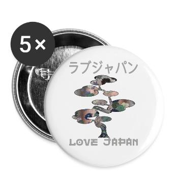 Bonsai Tree Japanese Zen Garden Symbol Kanji Love - Buttons large 2.2''/56 mm (5-pack) - white - Front