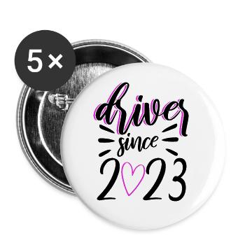 Driver's license 2023 driving test passed gift - Buttons large 2.2''/56 mm (5-pack) - white - Front