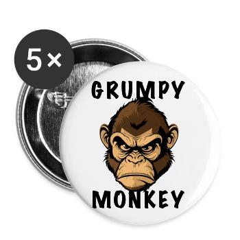 GRUMPY MONKEY - Buttons large 2.2''/56 mm (5-pack) - white - Front