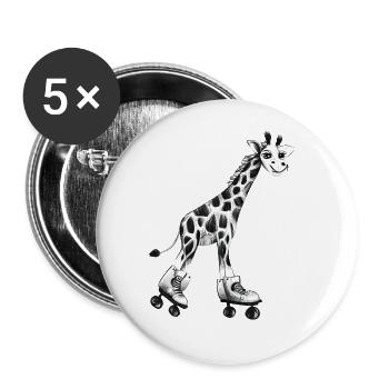 süße Giraffe auf Rollschuhen - Buttons groß 56 mm (5er Pack) - Weiß - Vorne