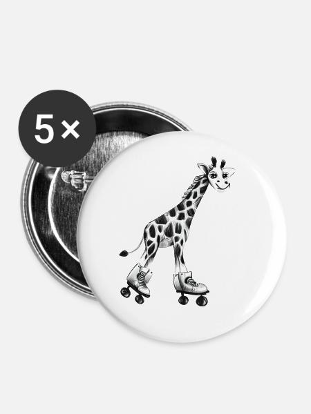 Cute giraffe on roller skates - Buttons large 2.2''/56 mm (5-pack) - white