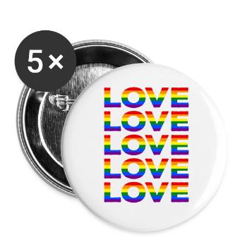 Pride LGBT LGBTQ Rainbow Flag Love CSD Gift - Buttons large 2.2''/56 mm (5-pack) - white - Front