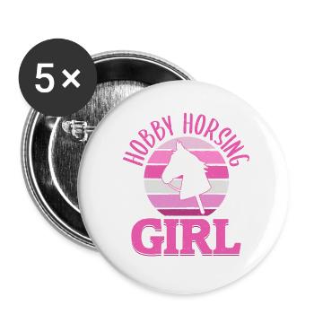 Hobby Horse Hobby Horsing Hobbyhorse Gift - Buttons large 2.2''/56 mm (5-pack) - white - Front