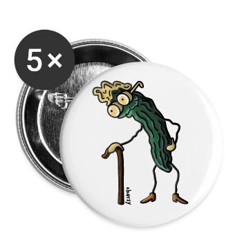 Mrs Shrivelcumber - dessin animé de concombre - Lot de 5 grands badges (56 mm) - blanc - Devant