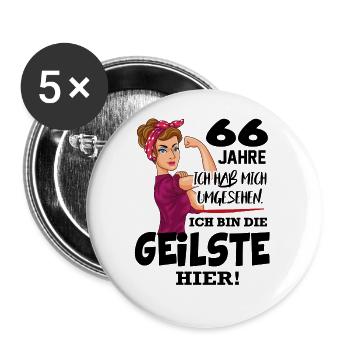 Geburtstag 66 Jahre Die Beste Geilste Chefin Queen - Buttons groß 56 mm (5er Pack) - Weiß - Vorne