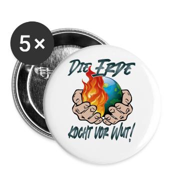 Klimawandel Klimakatastrophe Erde kocht - Buttons groß 56 mm (5er Pack) - Weiß - Vorne