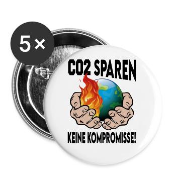 Klimawandel CO2 keine Kompromisse - Buttons groß 56 mm (5er Pack) - Weiß - Vorne