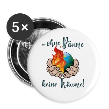 Klimawandel Ohne Bäume keine Träume - Buttons groß 56 mm (5er Pack) - Weiß - Vorne