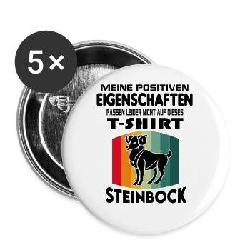 Geburtstag Sternzeichen Retro Steinbock - Buttons groß 56 mm (5er Pack) - Weiß - Vorne