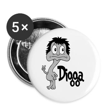 Sprüche Lustige Comic Digga - Buttons groß 56 mm (5er Pack) - Weiß - Vorne