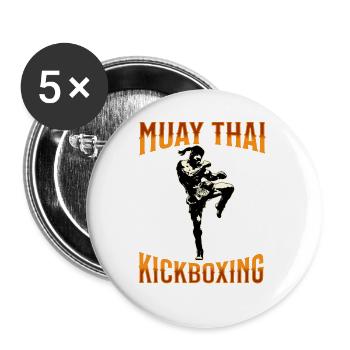 Muay Thaï Boxe Muay Thaï - Lot de 5 grands badges (56 mm) - blanc - Devant
