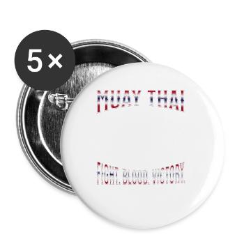 Muay Thai Boxing Muay Thai - Buttons groß 56 mm (5er Pack) - Weiß - Vorne