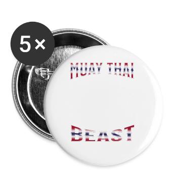 Muay Thaï Boxe Muay Thaï - Lot de 5 grands badges (56 mm) - blanc - Devant