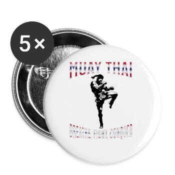 Muay Thai Boxing Muay Thai - Buttons groß 56 mm (5er Pack) - Weiß - Vorne