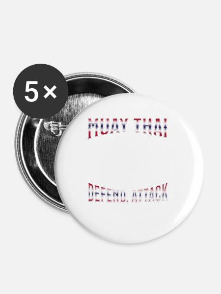 Muay Thai Boxing Muay Thai - Buttons groß 56 mm (5er Pack) - Weiß