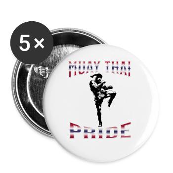 Muay Thai Boxing Muay Thai - Buttons groß 56 mm (5er Pack) - Weiß - Vorne