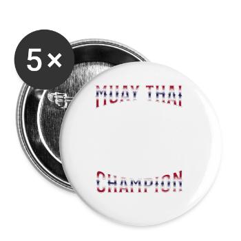Muay Thai Boxing Muay Thai - Buttons groß 56 mm (5er Pack) - Weiß - Vorne
