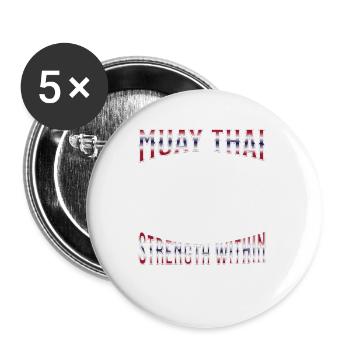 Muay Thaï Boxe Muay Thaï - Lot de 5 grands badges (56 mm) - blanc - Devant