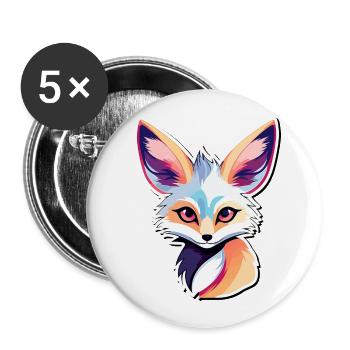 Dessin de Fennec renard du désert - Lot de 5 grands badges (56 mm) - blanc - Devant