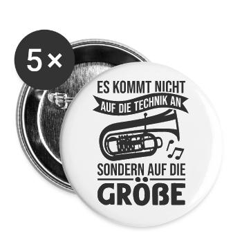 Tuba Blasmusik Tubist Orchester Musiker - Buttons groß 56 mm (5er Pack) - Weiß - Vorne