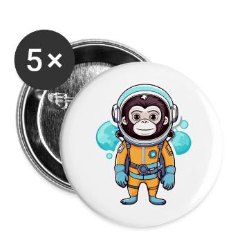 Affe Astronaut Illustration - Buttons groß 56 mm (5er Pack) - Weiß - Vorne