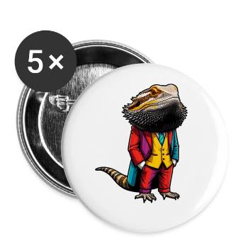 Bearded Dragon Lizard - Buttons large 2.2''/56 mm (5-pack) - white - Front