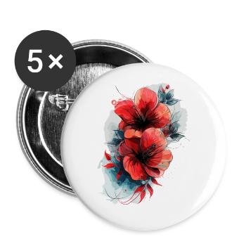 Hibiskus Blume Aquarell - Buttons groß 56 mm (5er Pack) - Weiß - Vorne