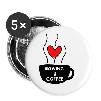 Rowing and coffee - Buttons large 2.2''/56 mm (5-pack) - white - Front