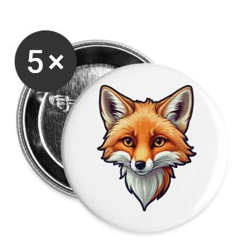 Fuchs Illustration - Buttons groß 56 mm (5er Pack) - Weiß - Vorne