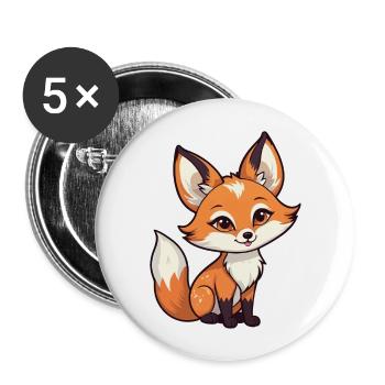 Fuchs Illustration - Buttons groß 56 mm (5er Pack) - Weiß - Vorne