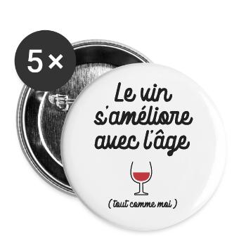 le vin s améliore avec l âge anniversaire décénie - Lot de 5 grands badges (56 mm) - blanc - Devant