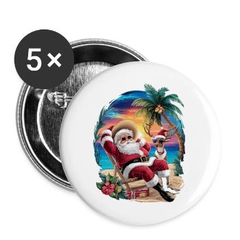 Weihnachten im Juli - Buttons groß 56 mm (5er Pack) - Weiß - Vorne